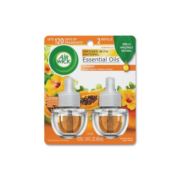 Reckitbenc Air Wick, SCENTED OIL TWIN REFILL, HAWAI'I EXOTIC PAPAYA/HIBISCUS FLOWER, 0.67 OZ - 85175PK