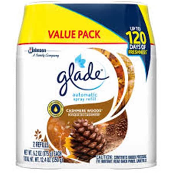 Glade 12.4 oz Automatic Spray Air Freshener Refill, Cashmere Woods, 2PK - GL23310