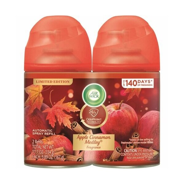 Air Wick Air Wick 82680, FRESHMATIC ULTRA SPRAY REFILL, APPLE CINNAMON MEDLEY, AEROSOL, 5.89 OZ, 2PK - RAC82680