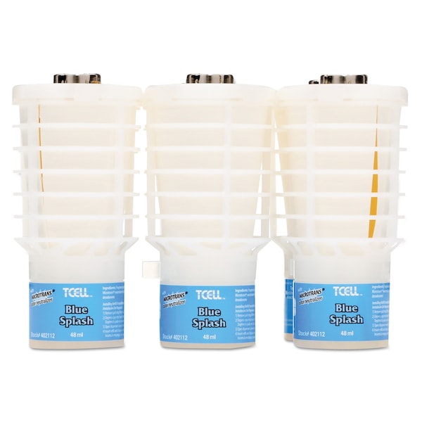 Rubbermaid Commercial TCell Microtrans Odor Neutralizer Refill, Blue Splash, 48 ml, PK6 - FG402112