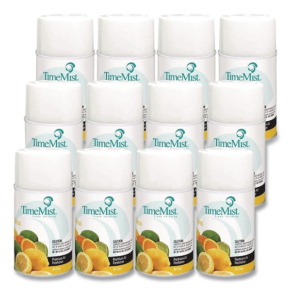 Timemist Metered Air Freshener Refill, Citrus, 6.6 oz Aerosol Spray, PK12 - 1042781