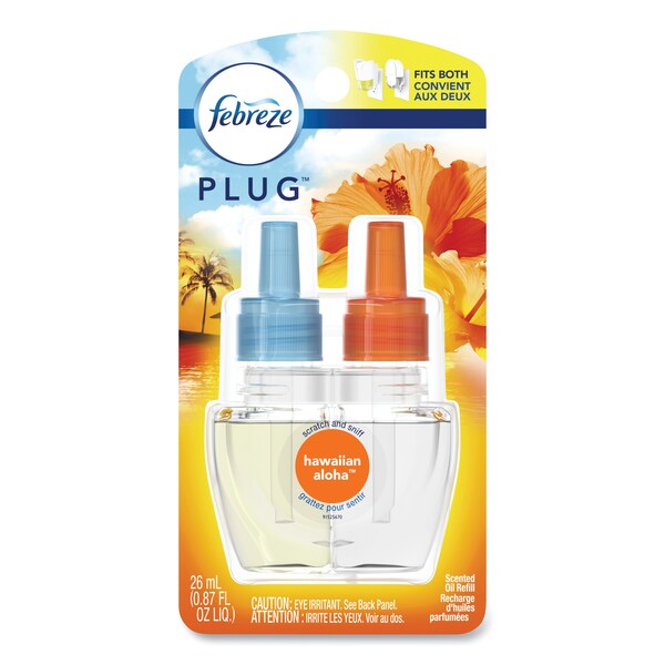 Febreze PLUG Air Freshener Refills, Hawaiian Aloha, 0.87 oz Refill, PK2, 2PK - 74918