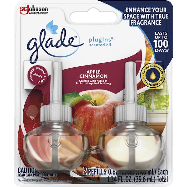 Glade Air Freshener Refills, f/Glade Plug-In, Apple Cinn, 1.34oz, PK 2 - SJN315104