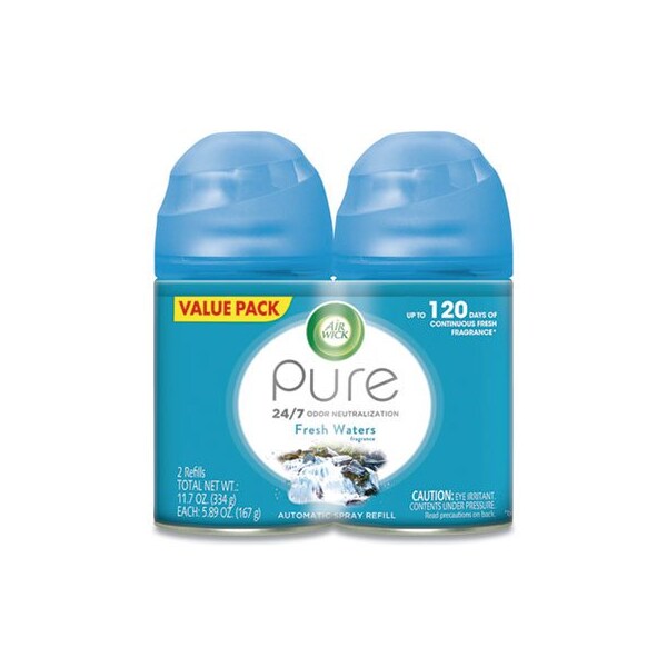 Reckitbenc Air Wick, FRESHMATIC ULTRA AUTOMATIC SPRAY REFILL, FRESH WATERS, AEROSOL, 5.89 OZ, 2PK - 82093PK