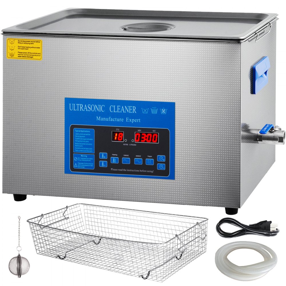 VEVOR 22L Ultrasonic Cleaner 28/40khz Dual Frequency Ultrasonic Cleaner 304 Stainless Steel with Heater Timer for Jewelry Watch Glasses Parts Cleaning - BPQXJ22L000000001V1