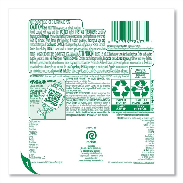 Air Wick Scented Oil Refill, Lavender and Chamomile, 0.67 oz, PK12 - 62338-78473
