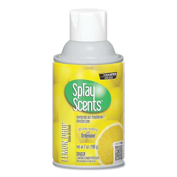 Chase Products SPRAYScents Metered Air Freshener Refill, Lemon, 7 oz Aerosol, Spray, PK12 - CHA 5189
