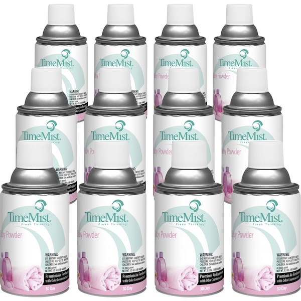 Timemist Fragrance Refill, f/Metered Dispenser, 5.3oz, Baby Powder, PK 12 - TMS1042686CT