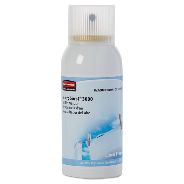 Rubbermaid Commercial Microburst 3000 Refill, Linen Fresh, 2 oz Aerosol, PK12 - FG4012551