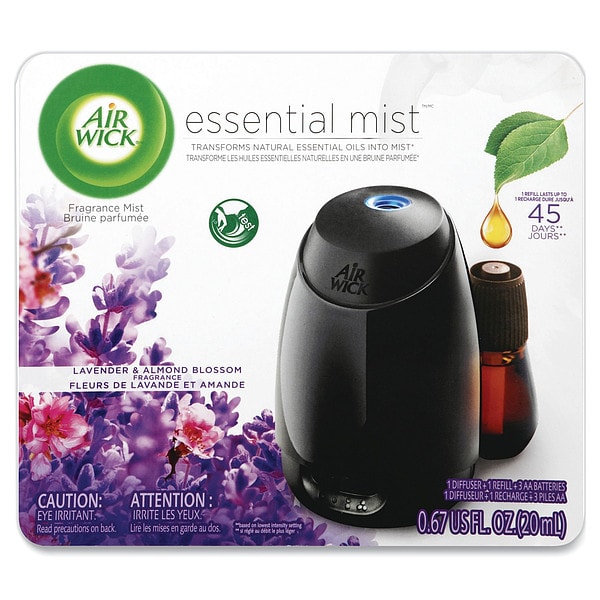 Air Wick Essential Mist Starter Kit, Lavender and Almond Blossom, 0.67 oz Bottle, PK4 - 98576