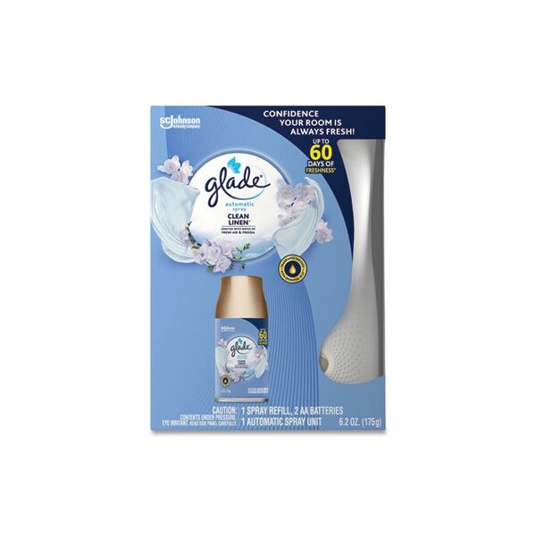 Glade AUTOMATIC AIR FRESHENER STARTER KIT, SPRAY UNIT AND REFILL, CLEAN LINEN, 6.2 OZ - 329349KT