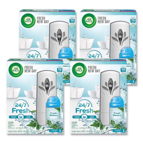 Air Wick Freshmatic Ultra Automatic Starter Kit, 5.94 x 3.31 x 7.63, White, Fresh Waters, 4PK - 62338-88413
