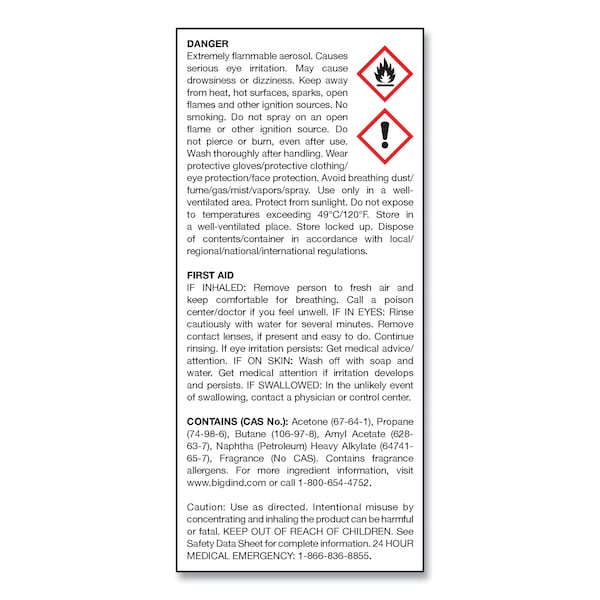 Big D Odor Control Fogger, Original Scent, 5 oz Aerosol, PK12 - 034100