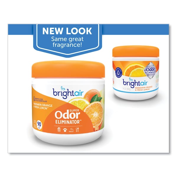 Bright Air Super Odor Eliminator, Mandarin Orange and Fresh Lemon, 14 oz Jar - 900013