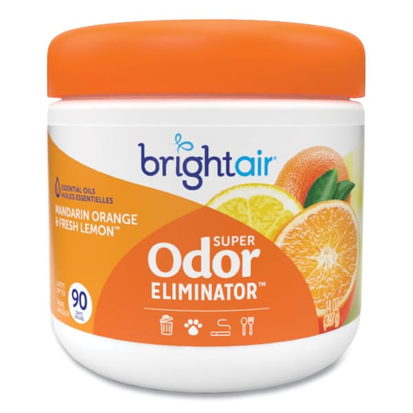 Bright Air Super Odor Eliminator, Mandarin Orange and Fresh Lemon, 14 oz Jar - 900013