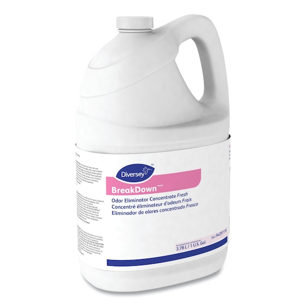 Diversey Breakdown Odor Eliminator, Cherry Almond Scent, Liquid, 1 gal Btl, PK4 - 94355110