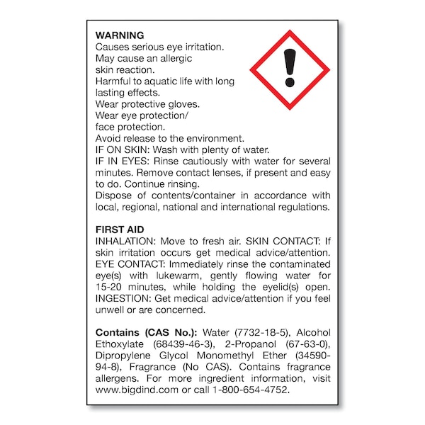 Big D Water-Soluble Deodorant, Mountain Air, 1 gal Bottle, PK4 - 135800