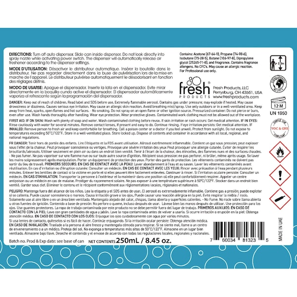 Fresh Products Fusion Metered Aerosols, Cotton Blossom, 6.25 oz Aerosol, PK12 - MA12BL