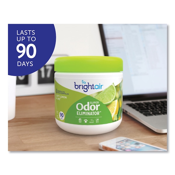 Bright Air Super Odor Eliminator, Zesty Lemon and Lime, 14 oz Jar, PK6 - 900248