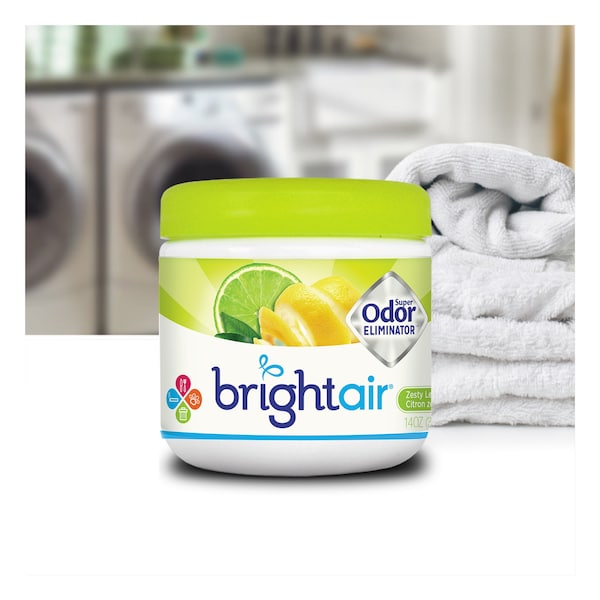 Bright Air Super Odor Eliminator, Zesty Lemon and Lime, 14 oz Jar, PK6 - 900248