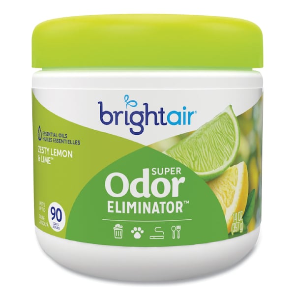 Bright Air Super Odor Eliminator, Zesty Lemon and Lime, 14 oz Jar, PK6 - 900248