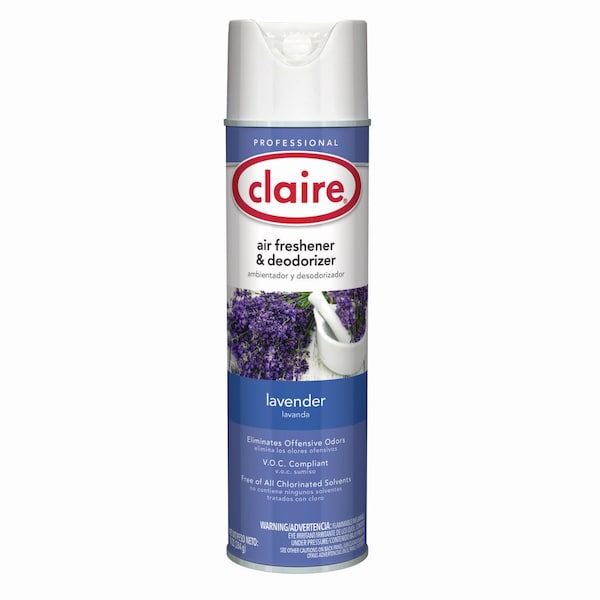 Claire Aerosol Air Freshener and Deodorizer, Lavender, 10 oz Aerosol Spray, 12PK - CL191