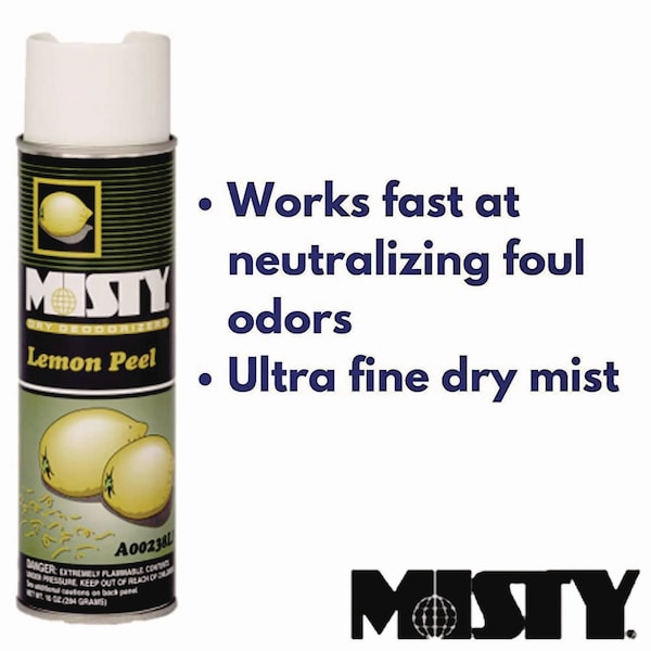 Misty Handheld Air Deodorizer, Lemon Peel, 10 oz Aerosol Spray, PK12 - 1001842