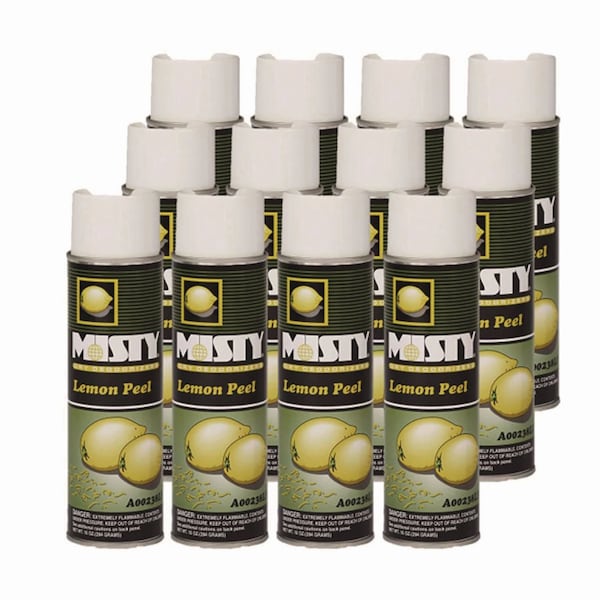 Misty Handheld Air Deodorizer, Lemon Peel, 10 oz Aerosol Spray, PK12 - 1001842