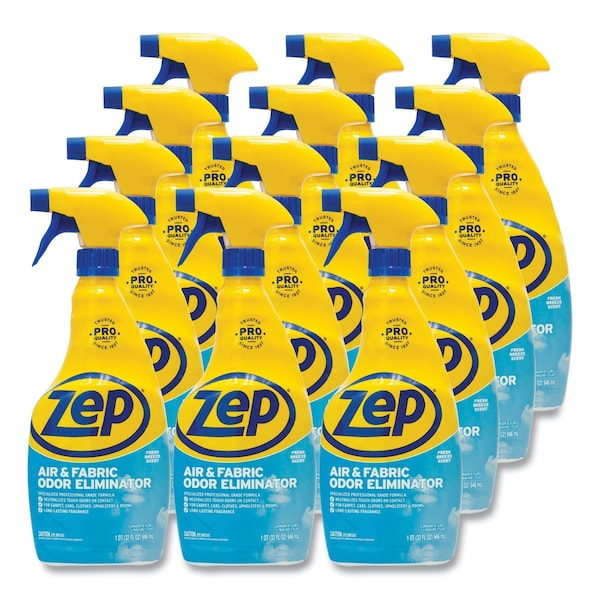 Zep Air and Fabric Odor Eliminator, Fresh Scent, 32 oz, PK12 - ZUAIR32