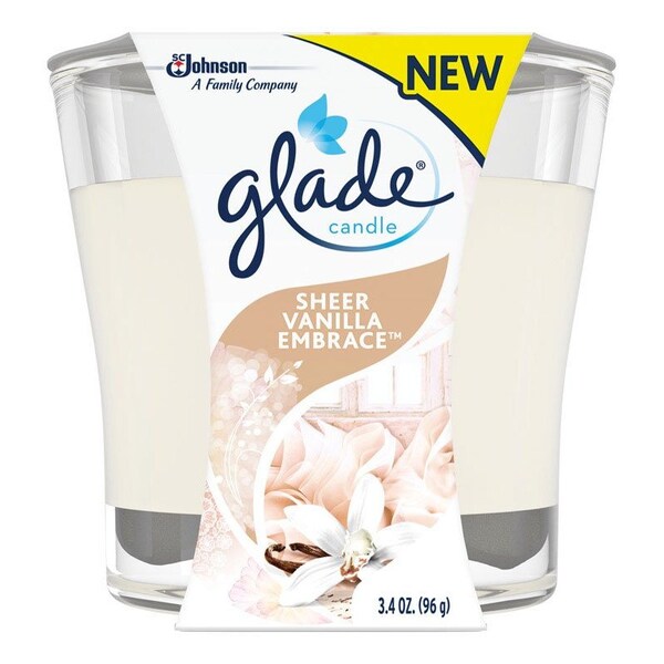 Scrubbing Bubbles Glade Cream Pure Vanilla Joy Scent Jar Air Freshener Candle 3.4 oz - 76959