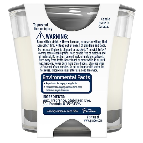 Scrubbing Bubbles Glade Cream Pure Vanilla Joy Scent Jar Air Freshener Candle 3.4 oz - 76959
