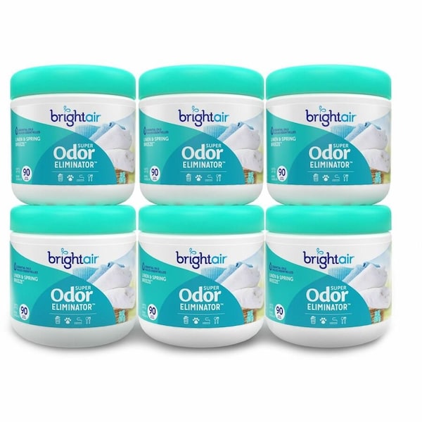 Bright Air Super Odor Eliminator, Linen & Spring Breeze Scented, 14 fl oz, 6PK - 901046