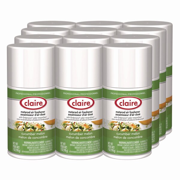 Claire Metered Air Freshener, Cucumber Melon Scent, 7 oz Aerosol Spray, 12PK - 1000003939