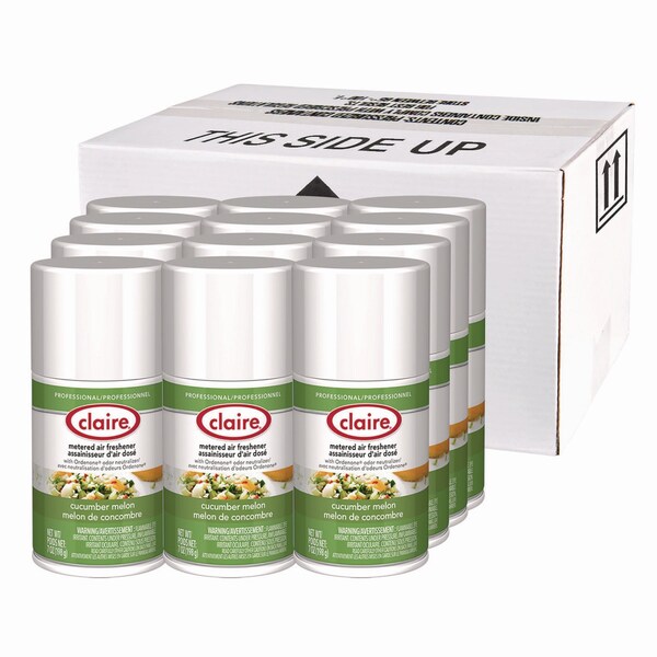 Claire Metered Air Freshener, Cucumber Melon Scent, 7 oz Aerosol Spray, 12PK - 1000003939