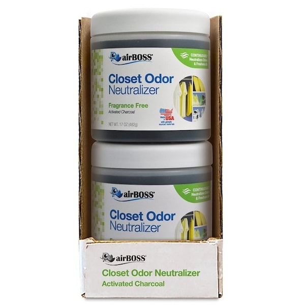 Airboss Closet Odor Neutralizer, Fragrance Free, 17 oz, Gel, Black - 6114.6T