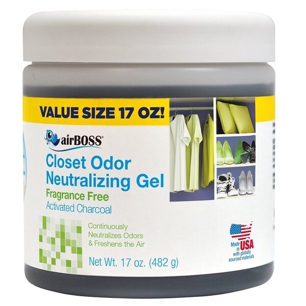 Airboss Closet Odor Neutralizer, Fragrance Free, 17 oz, Gel, Black - 6114.6T