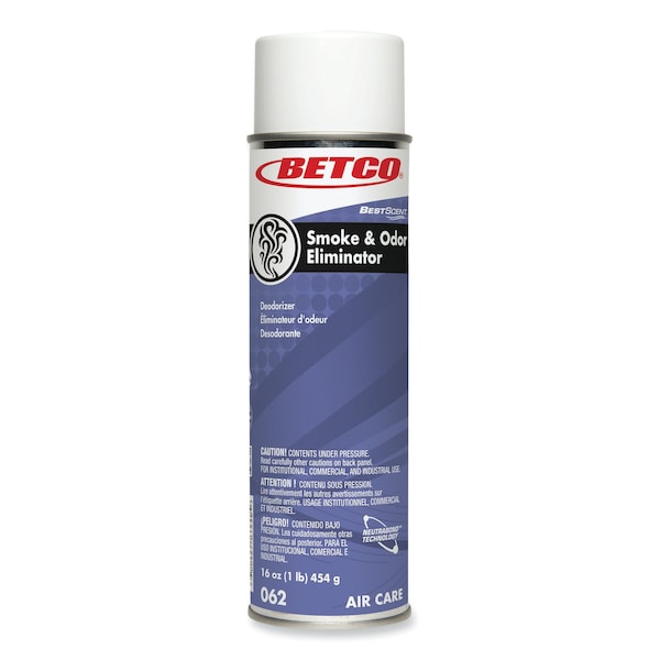 Betco BestScent Smoke and Odor Eliminator Aerosol, Fruit/Floral Scent, 16 oz Aerosol Can, 12PK - 622300