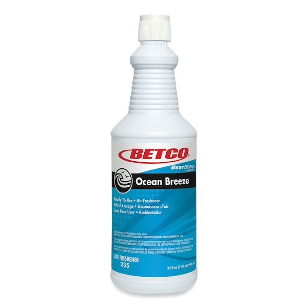 Betco BestScent Ocean Breeze RTU Deodorizer, Ocean Breeze Scent, 32 oz Spray Bottle, 12PK - 2351200