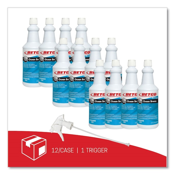 Betco BestScent Ocean Breeze RTU Deodorizer, Ocean Breeze Scent, 32 oz Spray Bottle, 12PK - 2351200