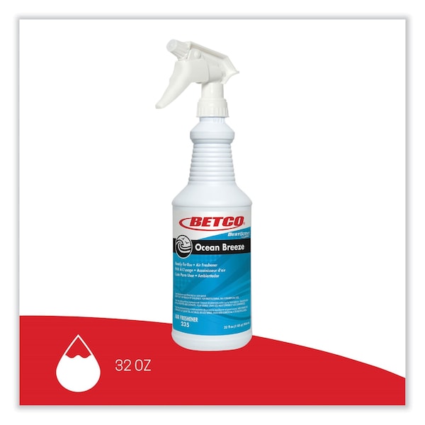 Betco BestScent Ocean Breeze RTU Deodorizer, Ocean Breeze Scent, 32 oz Spray Bottle, 12PK - 2351200