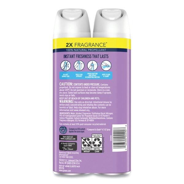Glade Air Freshener, Lavender & Vanilla, Scent, 8.3 oz Aerosol Spray, 6PK - 357477