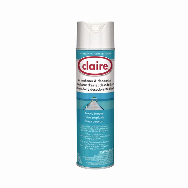 Claire Aerosol Air Freshener and Deodorizer, Tropic Breeze, 10 oz Aerosol Spray, 12PK - CL165
