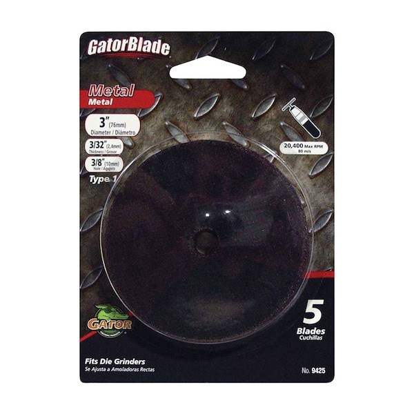 Disco de corte para metal Gator Finishing 3X3/32X3/8 - 9425