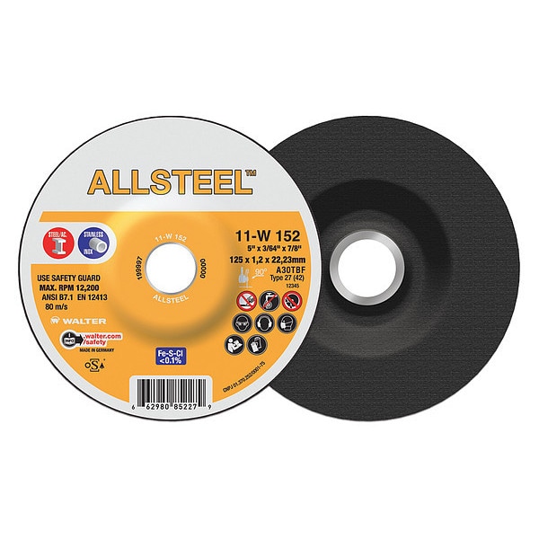 Disco de corte Allsteel de Walter Surface Technologies, 5" x 3/64" - 11W152