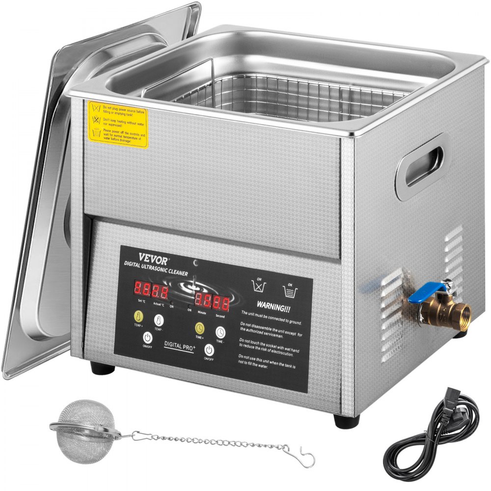 VEVOR Digital Ultrasonic Cleaner 6L Ultrasonic Cleaning Machine 50kHz 110V Sonic Cleaner Machine 304 Stainless Steel Ultrasonic Cleaner Machine with Heater & Timer for Cleaning Jewelry Glasses Watches - QXJ6LNXMHMBM00001V1