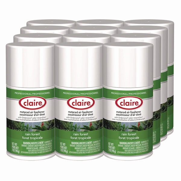 Claire Metered Air Freshener, Rain Forest, 11 oz Aerosol Spray, 12PK - 1000003943
