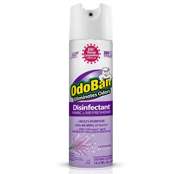 Odoban Ready-to-Use Disinfenctant Fabric and Air Freshener 360 Spray, 14.6 oz, Lavender Scent - 910101-14A6