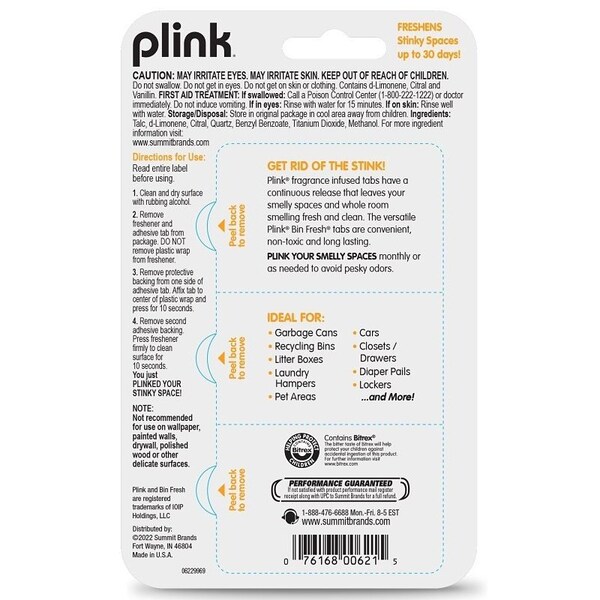 Plink PBF12T Bin Fresh Odor Eliminator, 2.01 oz, Tablet, Fresh Lemon - PFSPA12T