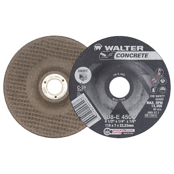Ruedas de desbaste para concreto de Walter Surface Technologies 4-1/2 in x 1/4 in C-24 - 08E450