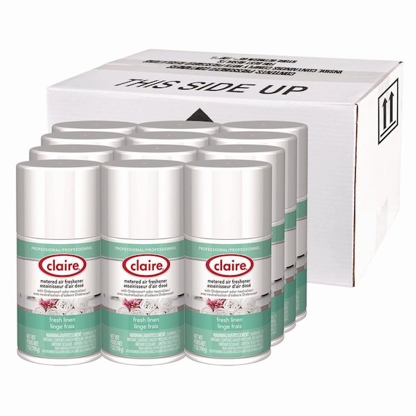 Claire Metered Air Freshener, Fresh Linen, 11 oz Aerosol Spray, 12PK - 1000003942